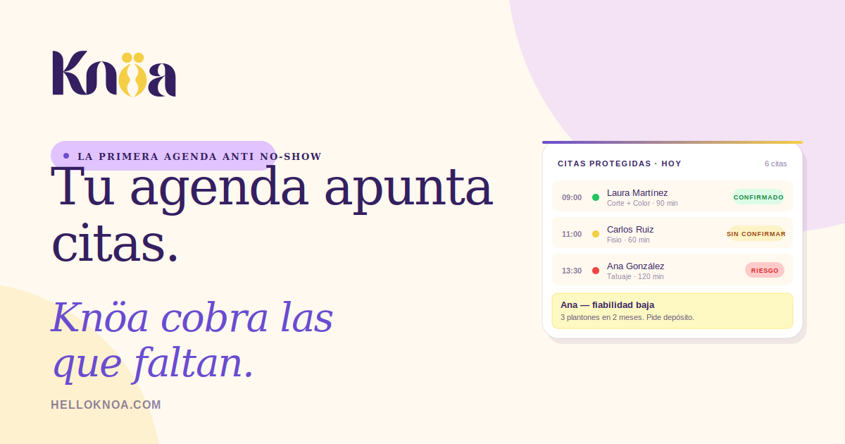 Knöa — Agenda anti no-show para negocios de citas